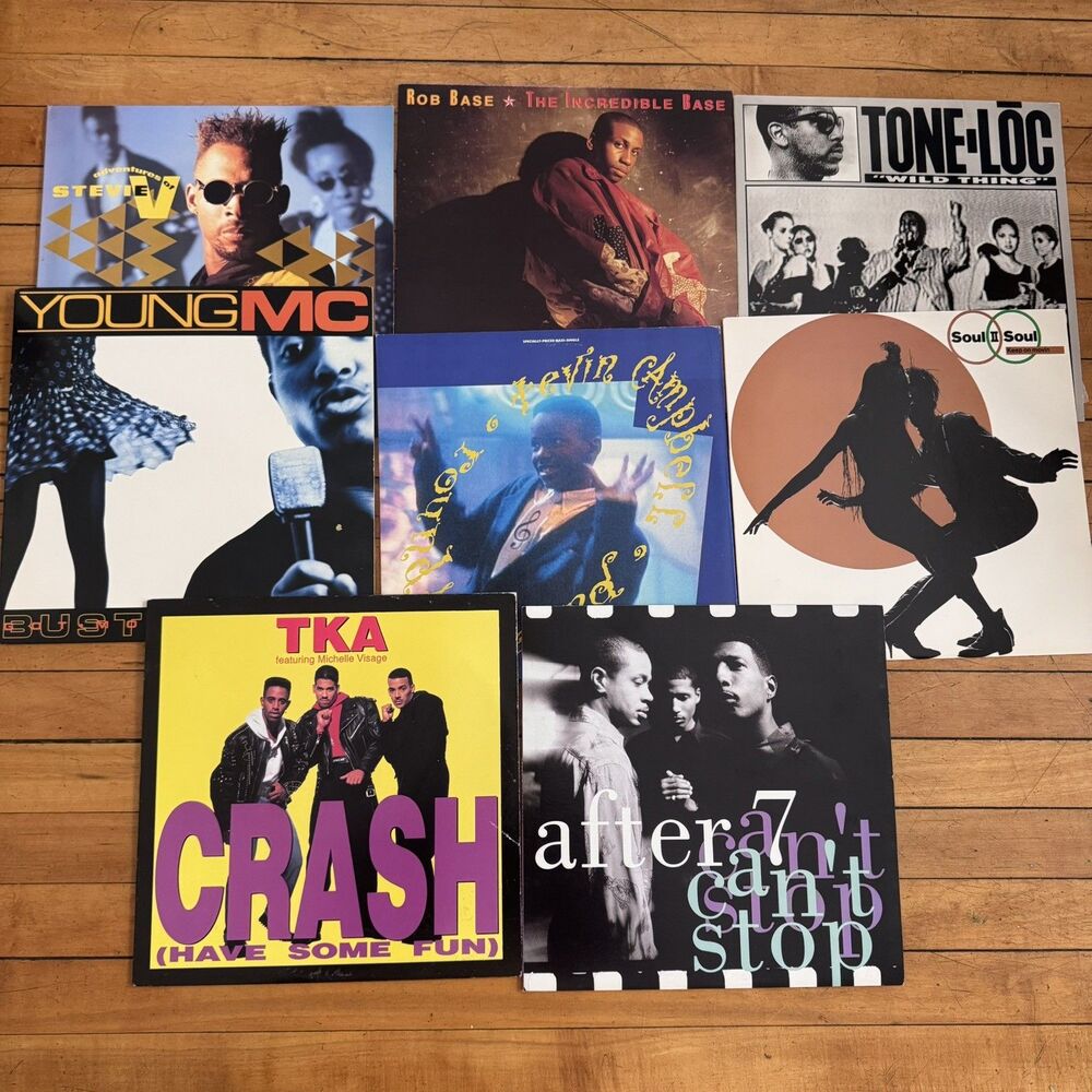 Lot of 8 80’s Rap Hip Hop 12" Vinyl Records Rob Base Kurtis Blow singles lp